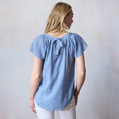 Chemisier Lauren Conrad Taille XS - Rayé Violet, Manches Courtes, Occasion Très Bon état