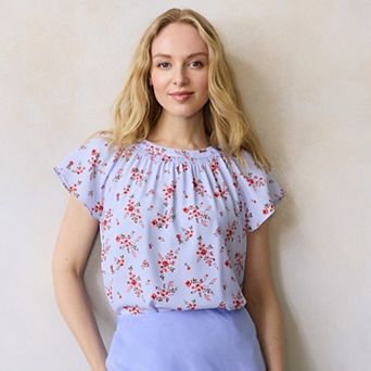 Women's LC Lauren Conrad Shirred Neck Shell Top