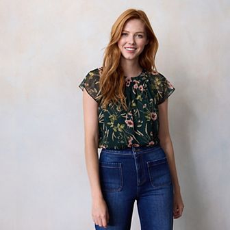 Women's LC Lauren Conrad Shirred Neck Shell Top
