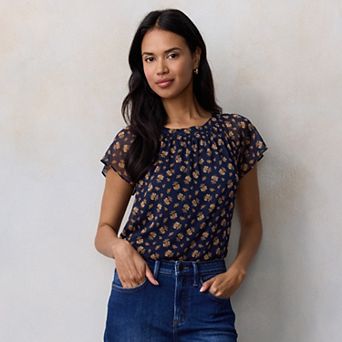 Women's LC Lauren Conrad Shirred Neck Shell Top