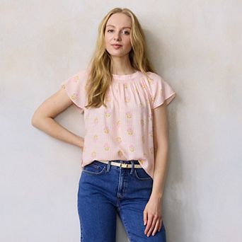 Women's LC Lauren Conrad Shirred Neck Shell Top