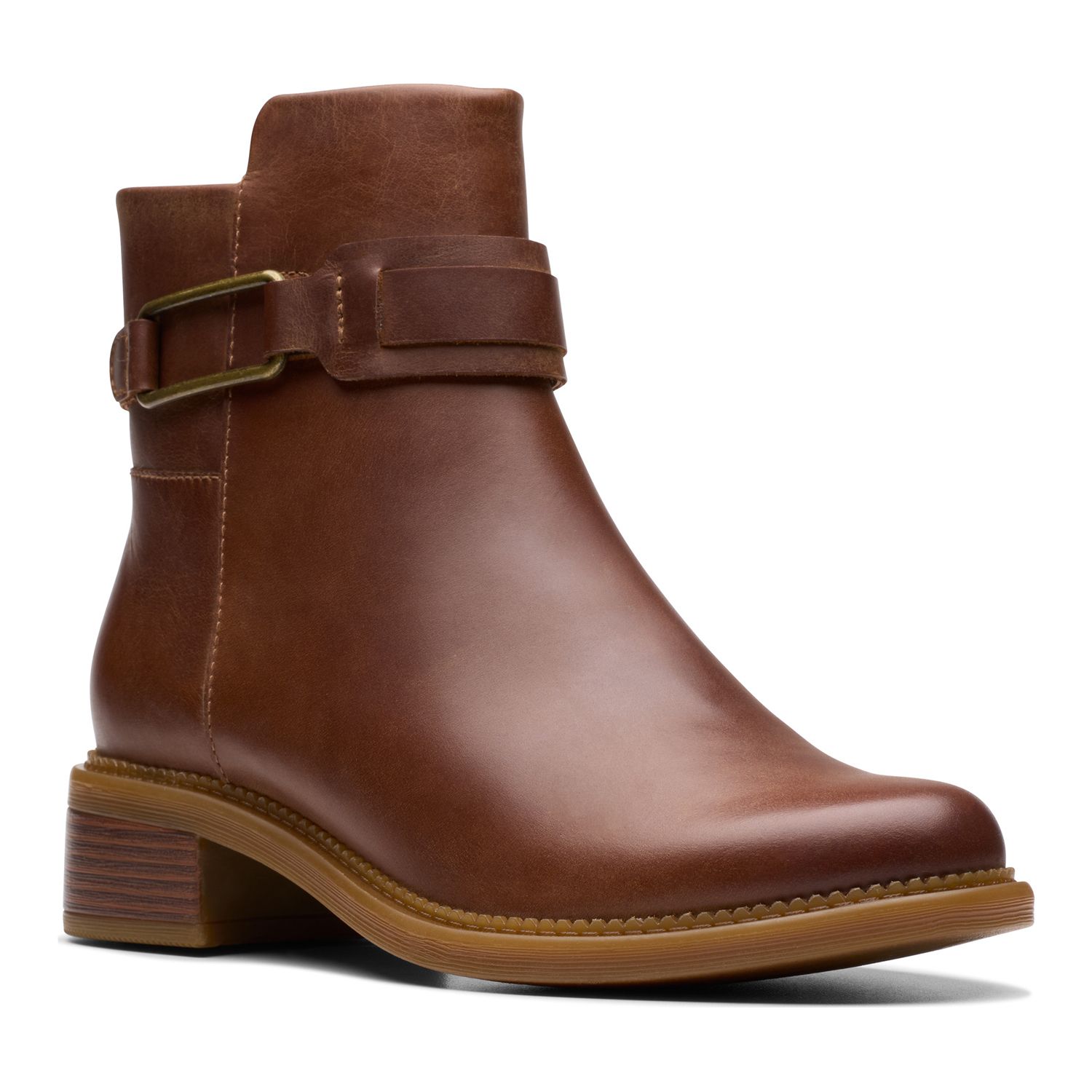 Stivali Clarks Maye Bella Donna - Pelle Verde Oliva, Plantare Contour Cushion, Suola Antiscivolo