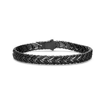 Classic Treasures Men's Gunmetal Sterling Silver Black Spinel Bracelet