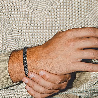 Classic Treasures Men's Gunmetal Sterling Silver Black Spinel Bracelet