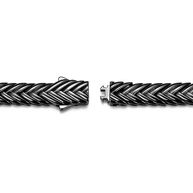 Classic Treasures Men's Gunmetal Sterling Silver Black Spinel Bracelet