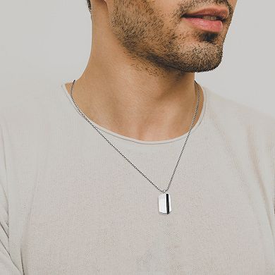 Classic Treasures Sterling Silver Black Onyx Dog Tag Pendant Necklace