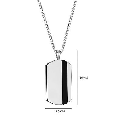 Classic Treasures Sterling Silver Black Onyx Dog Tag Pendant Necklace