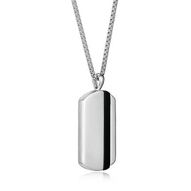 Classic Treasures Sterling Silver Black Onyx Dog Tag Pendant Necklace