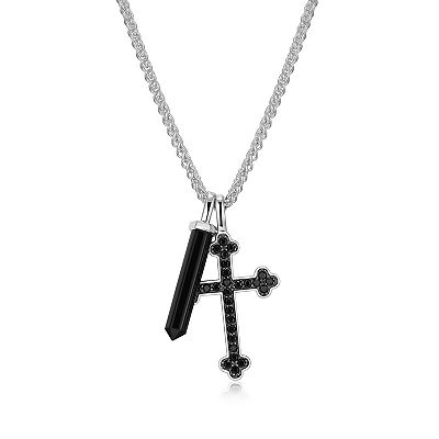 Classic Treasures Rhodium Over Sterling Silver Black Onyx and