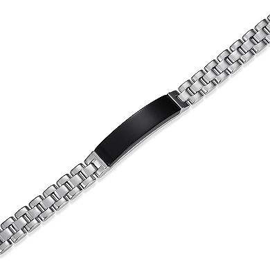 Classic Treasures Sterling Silver Black Agate ID Bracelet
