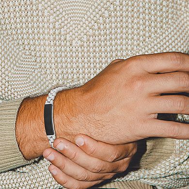 Classic Treasures Sterling Silver Black Agate ID Bracelet