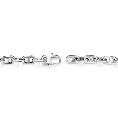 Classic Treasures Rhodium Over Sterling Silver Black Spinel Men's Bracelet