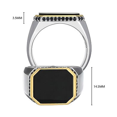 Classic Treasures Men's Sterling Silver Black Onyx & Black Sapphire Ring