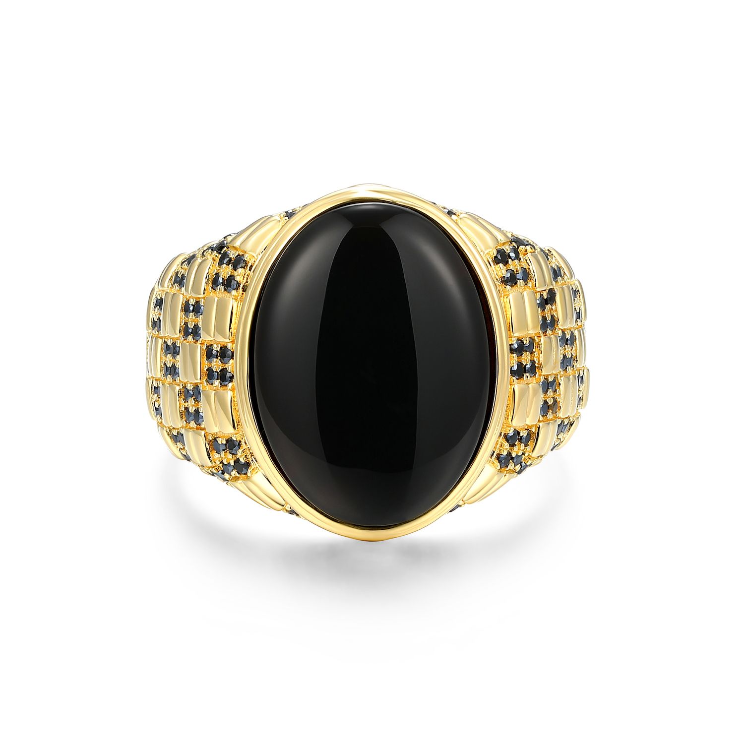 Classic Treasures Men's 18k Gold Over Silver Black Onyx & Black