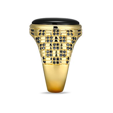 Classic Treasures Men's 18k Gold Over Silver Black Onyx & Black Spinel Ring