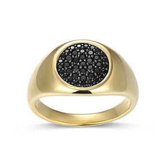 Classic Treasures 18k Gold Over Silver Black Spinel Ring