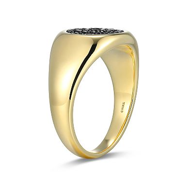 Classic Treasures 18k Gold Over Silver Black Spinel Ring