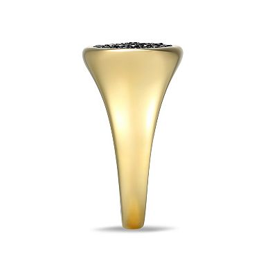 Classic Treasures 18k Gold Over Silver Black Spinel Ring