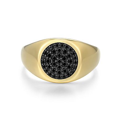 Classic Treasures 18k Gold Over Silver Black Spinel Ring
