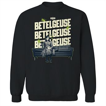 Men's Say It 3 Beetlejuice Graphic Teeimes Beetlejuice Graphic Crew Fleece Sweatshirt