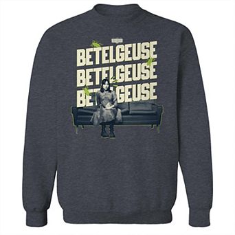 Men's Say It 3 Beetlejuice Graphic Teeimes Beetlejuice Graphic Crew Fleece Sweatshirt