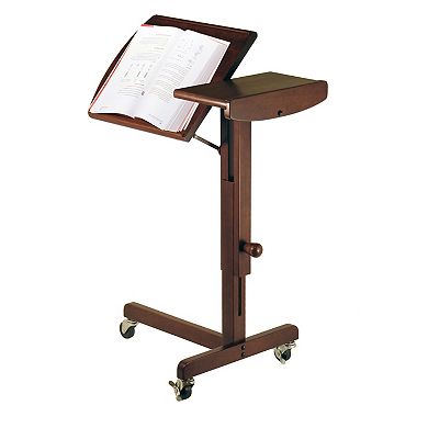 36.25" Walnut Wood Adjustable Laptop Cart
