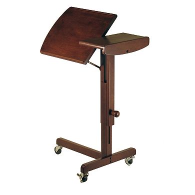 36.25" Walnut Wood Adjustable Laptop Cart