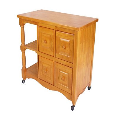 11.25" Light Brown Oak Sunset Trading Regal Kitchen Cart