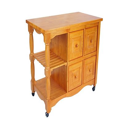 11.25" Light Brown Oak Sunset Trading Regal Kitchen Cart