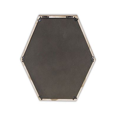 23.5" Brown Wooden Framed Hexagonal Wall Mirror