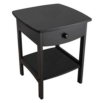 22" Black Elegant Claire Curved End Table with Drawer and Shelf