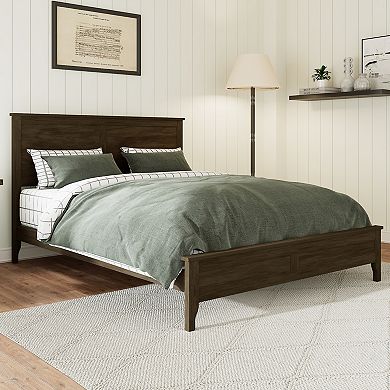 Merax Modern Solid Wood Platform Bed with Sturdy Wooden Slats Support