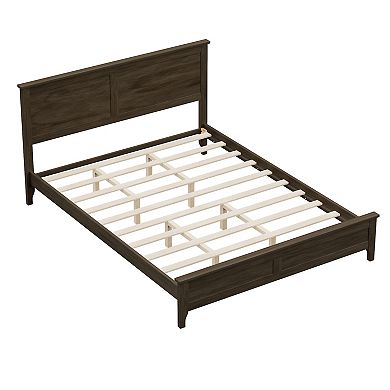 Merax Modern Solid Wood Platform Bed with Sturdy Wooden Slats Support