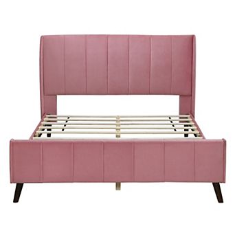 Merax Modern Solid Wood Platform Bed with Sturdy Wooden Slats Support