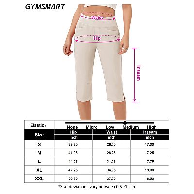 Pull On Capris For Women Elastic Waist Dressy Casual Hiking Golf Capri Pants With Pockets