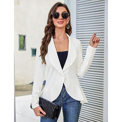 Womens Casual Blazer Long Sleeve Open Front Ruffle Work Office Cardigan Suit Jackets