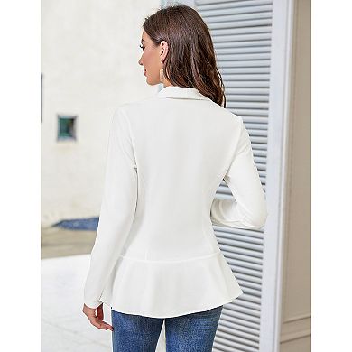 Womens Casual Blazer Long Sleeve Open Front Ruffle Work Office Cardigan Suit Jackets