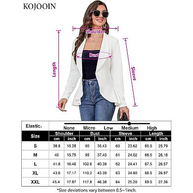 Womens Casual Blazer Long Sleeve Open Front Ruffle Work Office Cardigan Suit Jackets