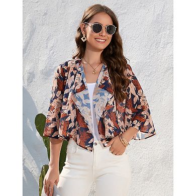Womens Bolero Shrug Batwing 3/4 Sleeve Cropped Cardigans Chiffon Sheer Shrugs