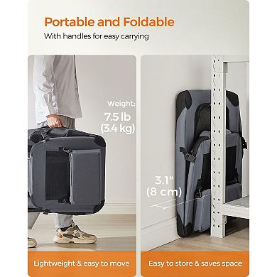 Comfortable Portable Soft Pet Crate for Travel, Camping, and Home Use, Carry Handle and Storage
