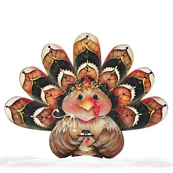 32-Inch Be Thankful Turkey Sitter Halloween Outdoor Handcrafted Wooden Decor by J. Mills-Price