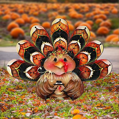 32-Inch Be Thankful Turkey Sitter Halloween Outdoor Handcrafted Wooden Decor by J. Mills-Price