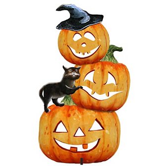 32-Inch Scary Stacking Pumpkin Halloween Outdoor Unique Handcrafted Wooden Decor by G. DeBrekht