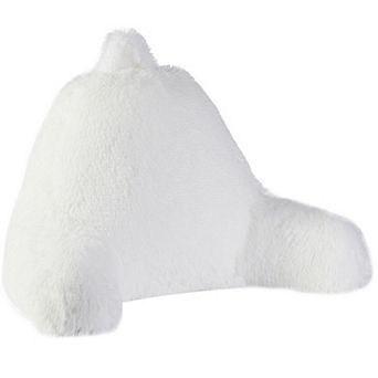 Cheer Collection Fluffy Reading Pillow - Long Shaggy Hair Tv And Gaming Pillow With Armrest