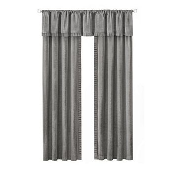 Kate Aurora Modern Lux Complete 3 pc Chenille Curtain Panels and Valance Set