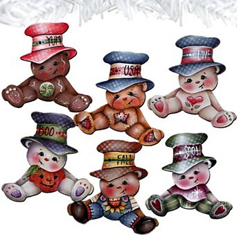 Big Hat Brigade Wooden Clip-on Ornaments Set Of 6 By J. Mills-price