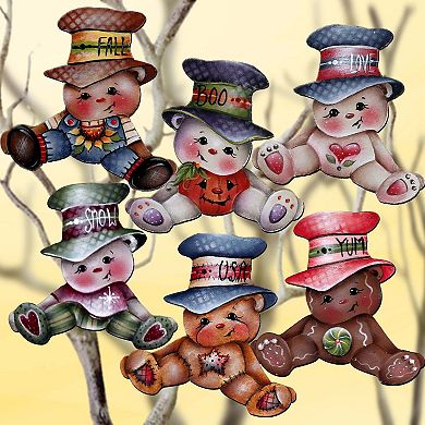 Big Hat Brigade Wooden Clip-on Ornaments Set Of 6 By J. Mills-price