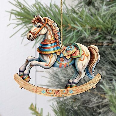 Rocking Horses Wooden Christmas Ornaments Set of 3 by G. Debrekht - Christmas Decor