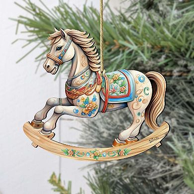 Rocking Horses Wooden Christmas Ornaments Set of 3 by G. Debrekht - Christmas Decor