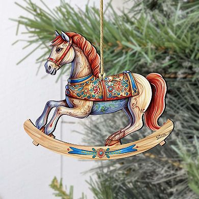 Rocking Horses Wooden Christmas Ornaments Set of 3 by G. Debrekht - Christmas Decor